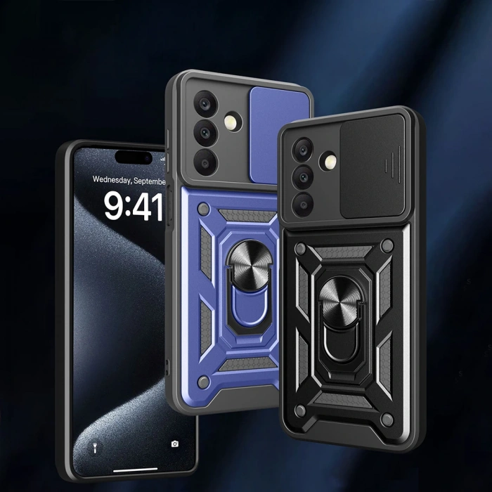 Galaxy A26 Kılıf Magnetik Standlı Kamera Korumalı Zore Sürgülü Vega Kapak