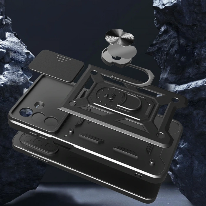 Galaxy A26 Kılıf Magnetik Standlı Kamera Korumalı Zore Sürgülü Vega Kapak