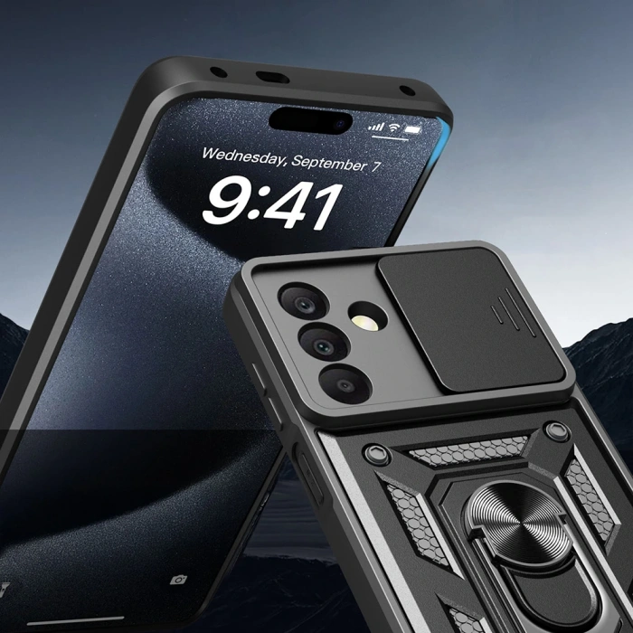 Galaxy A26 Kılıf Magnetik Standlı Kamera Korumalı Zore Sürgülü Vega Kapak