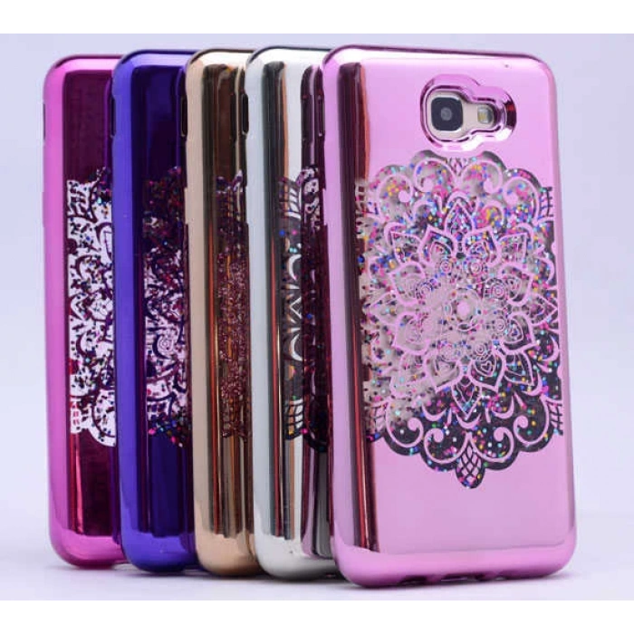 Galaxy A3 2017 Kılıf Zore Lazer Çiçekli Sıvılı Silikon