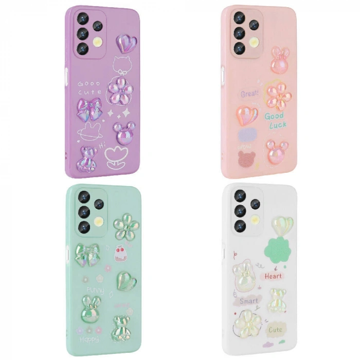 Galaxy A32 4G Kılıf Kabartma Figürlü Parlak Zore Toys Silikon Kapak