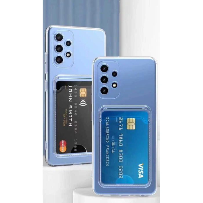 Galaxy A33 5G Kılıf Kartlıklı Şeffaf Zore Setra Clear Silikon Kapak