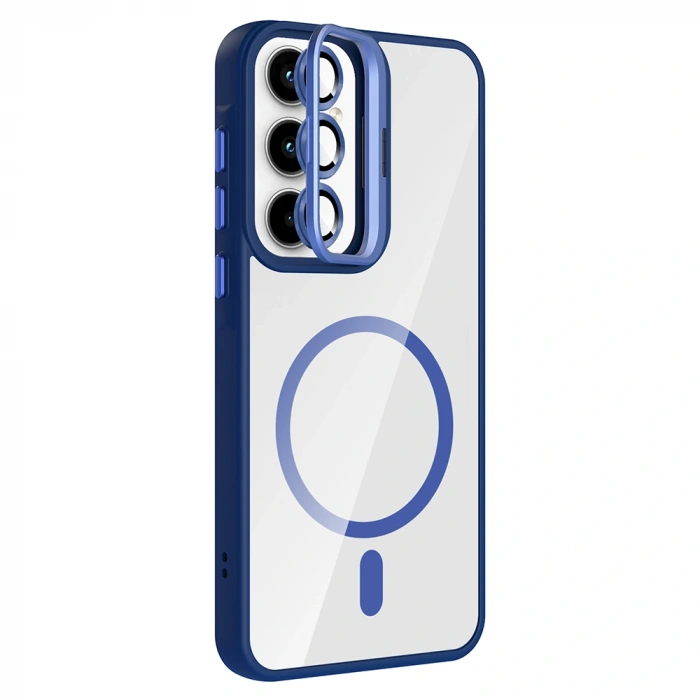 Galaxy A35 Kılıf Standlı ve Kamera Lens Hediyeli M-Safe Şarj Özellikli Zore Etro Kapak