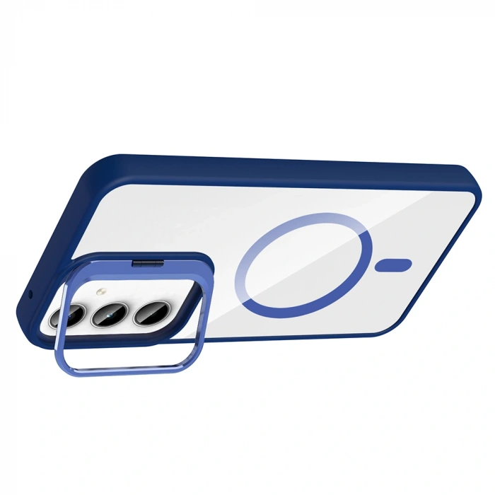 Galaxy A35 Kılıf Standlı ve Kamera Lens Hediyeli M-Safe Şarj Özellikli Zore Etro Kapak