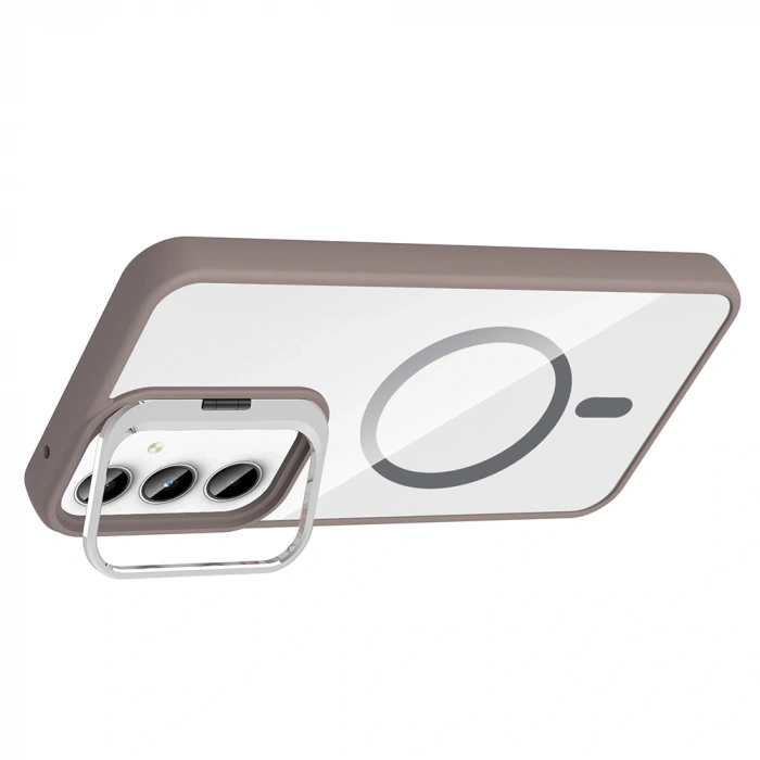 Galaxy A35 Kılıf Standlı ve Kamera Lens Hediyeli M-Safe Şarj Özellikli Zore Etro Kapak