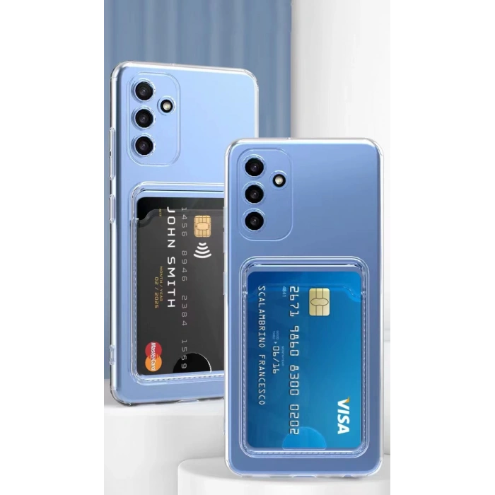 Galaxy A54 Kılıf Kartlıklı Şeffaf Zore Setra Clear Silikon Kapak