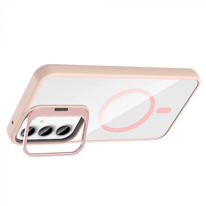 Galaxy A55 Kılıf Standlı ve Kamera Lens Hediyeli M-Safe Şarj Özellikli Zore Etro Kapak