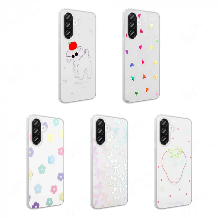 Galaxy A56 Kılıf Şeffaf Figürlü Zore Folk Sert Kapak