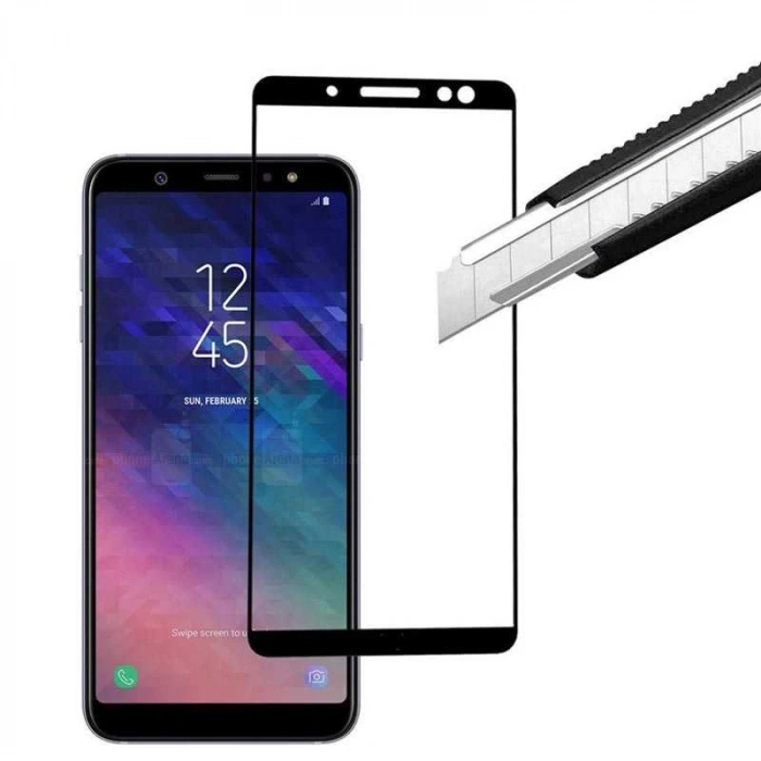 Galaxy A6 Plus 2018 Zore Kenarları Kırılmaya Dayanıklı Cam Ekran Koruyucu