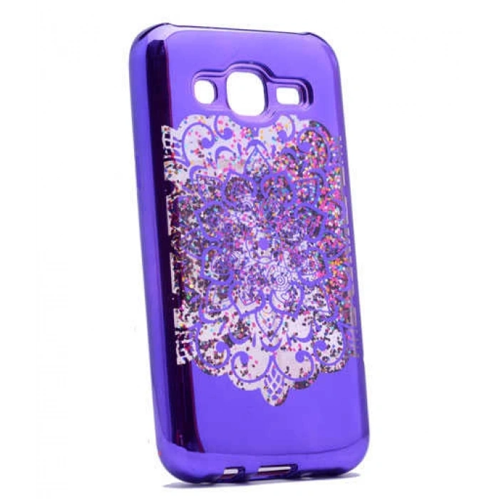 Galaxy J5 Kılıf Zore Lazer Çiçekli Sıvılı Silikon