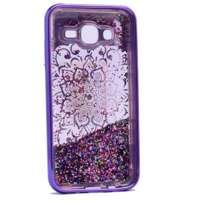 Galaxy J5 Kılıf Zore Lazer Çiçekli Sıvılı Silikon