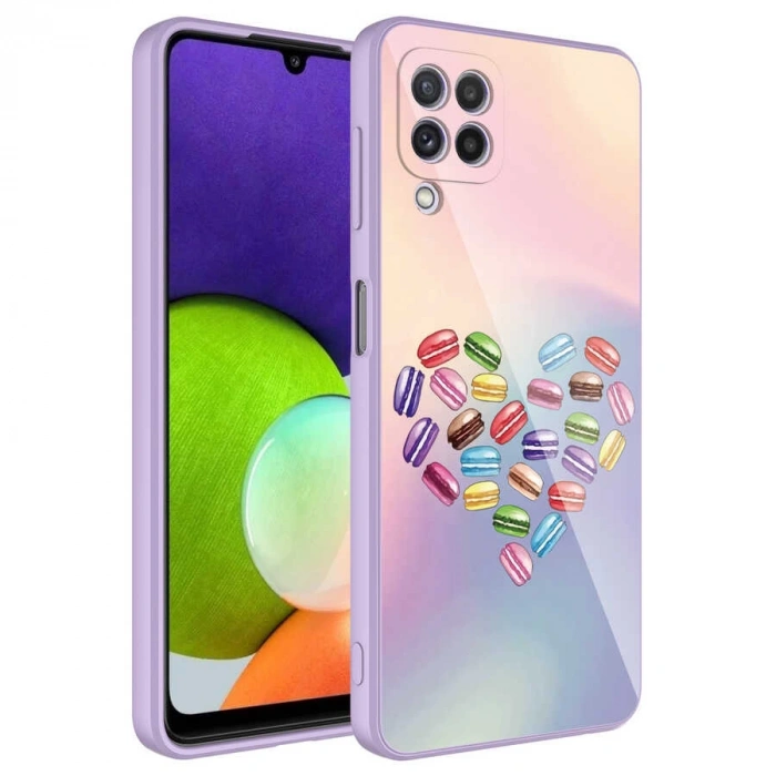 Galaxy M22 Kılıf Kamera Korumalı Desenli Sert Silikon Zore Epoksi Kapak