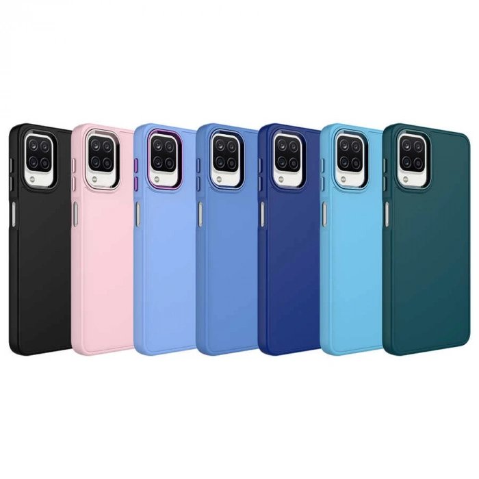 Galaxy M32 Kılıf Metal Çerçeve ve Buton Tasarımlı Silikon Zore Luna Kapak