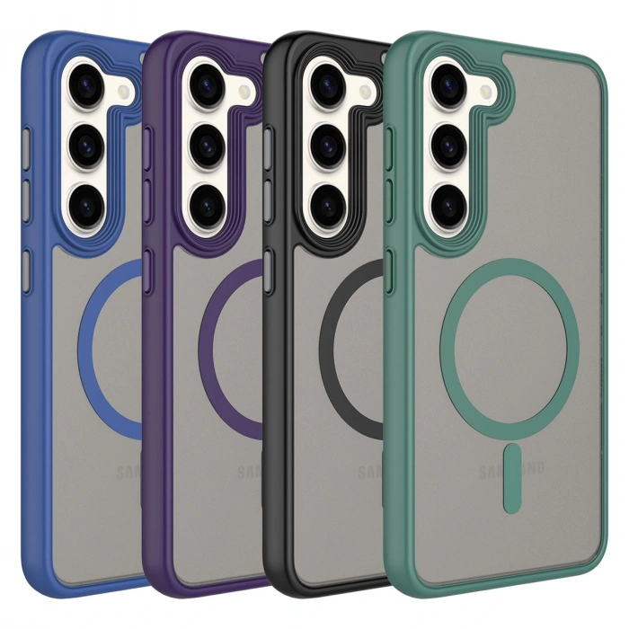 Galaxy S23 Kılıf Mat Arka Yüzey Wireless Şarj Özellikli Zore Flet M-safe Kapak