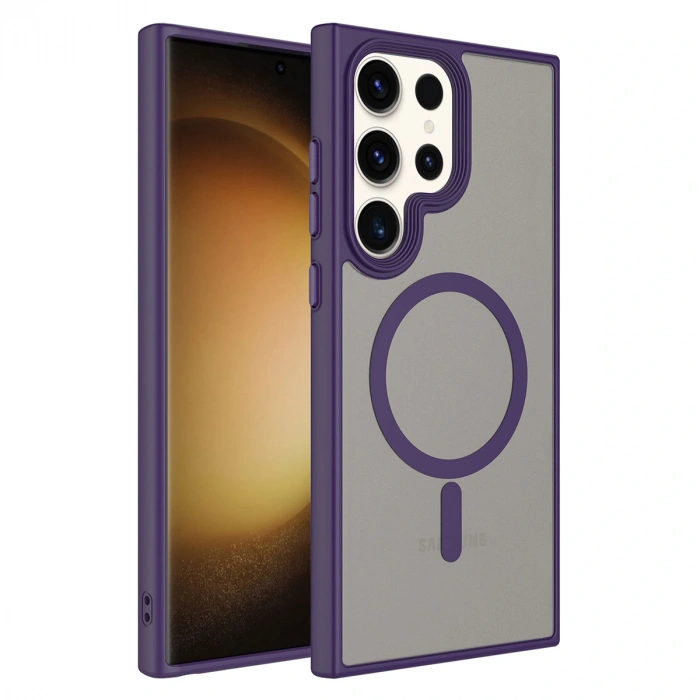 Galaxy S23 Ultra Kılıf Mat Arka Yüzey Wireless Şarj Özellikli Zore Flet M-safe Kapak