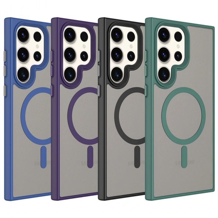 Galaxy S23 Ultra Kılıf Mat Arka Yüzey Wireless Şarj Özellikli Zore Flet M-safe Kapak