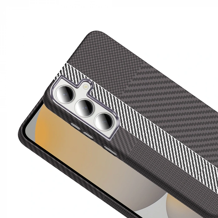Galaxy S24 FE Kılıf M-safe Şarj Özellikli Karbon Fiber Görünümlü Zore Gros Kapak