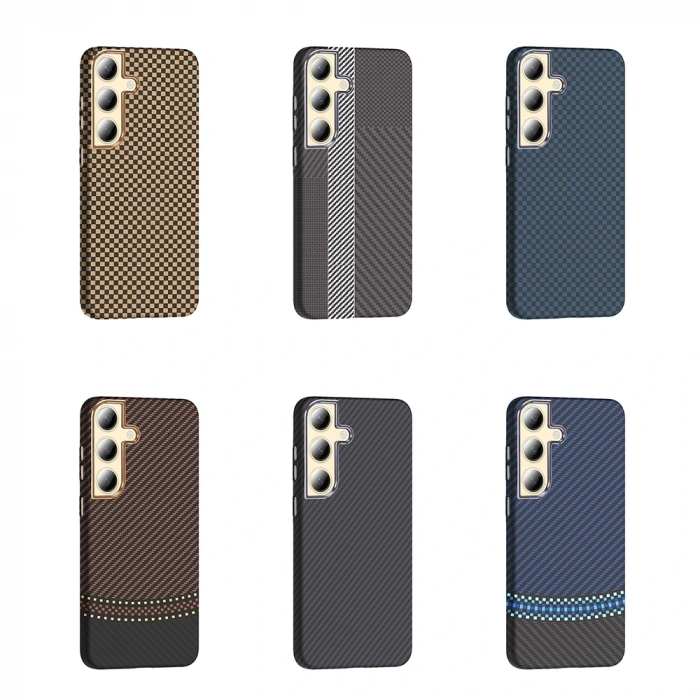 Galaxy S24 Kılıf M-safe Şarj Özellikli Karbon Fiber Görünümlü Zore Gros Kapak