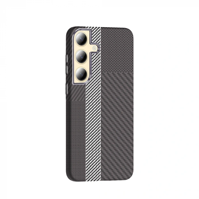 Galaxy S24 Kılıf M-safe Şarj Özellikli Karbon Fiber Görünümlü Zore Gros Kapak