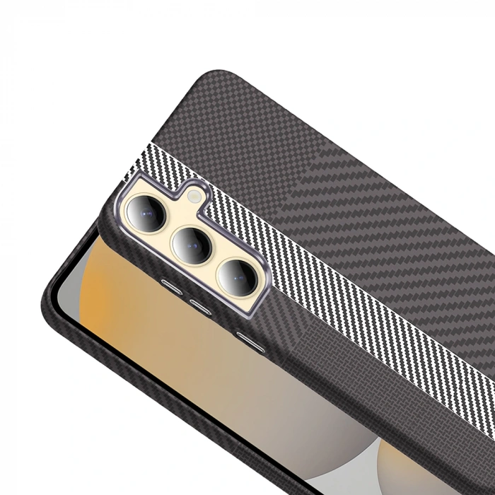 Galaxy S24 Kılıf M-safe Şarj Özellikli Karbon Fiber Görünümlü Zore Gros Kapak