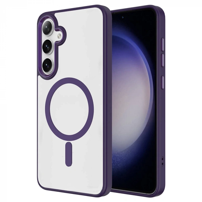 Galaxy S24 Kılıf M-safe Şarj Özellikli Zore Krom M-safe Silikon Kapak