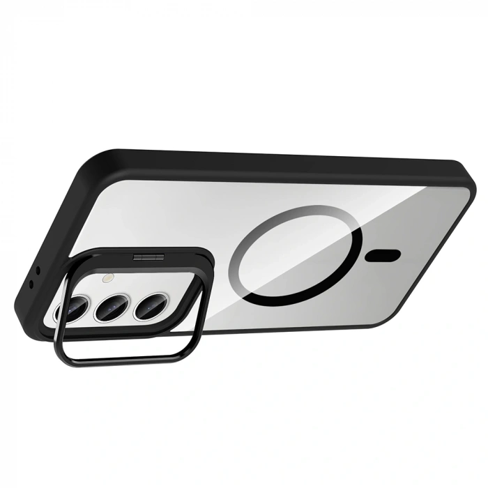 Galaxy S24 Kılıf Standlı ve Kamera Lens Hediyeli M-Safe Şarj Özellikli Zore Etro Kapak