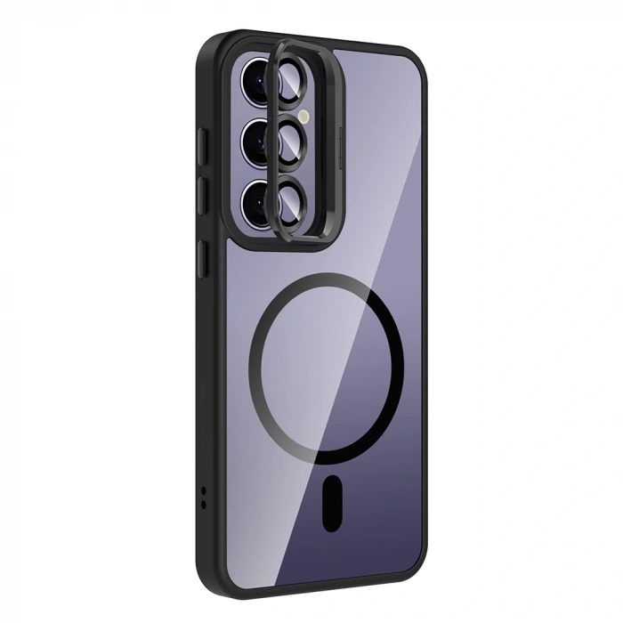 Galaxy S24 Plus Kılıf Standlı ve Kamera Lens Hediyeli M-Safe Şarj Özellikli Zore Etro Kapak