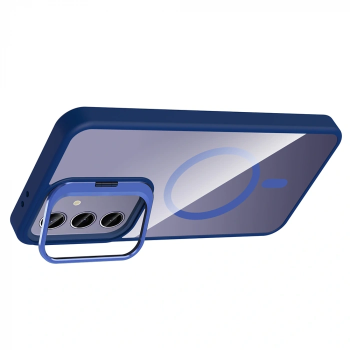 Galaxy S24 Plus Kılıf Standlı ve Kamera Lens Hediyeli M-Safe Şarj Özellikli Zore Etro Kapak