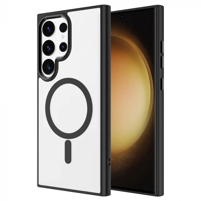 Galaxy S24 Ultra Kılıf M-safe Şarj Özellikli Zore Krom M-safe Silikon Kapak