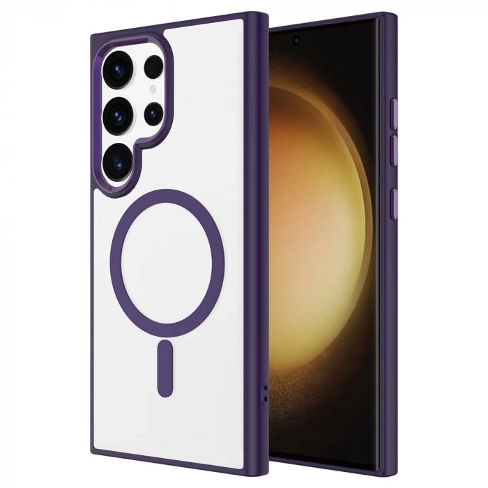 Galaxy S24 Ultra Kılıf M-safe Şarj Özellikli Zore Krom M-safe Silikon Kapak