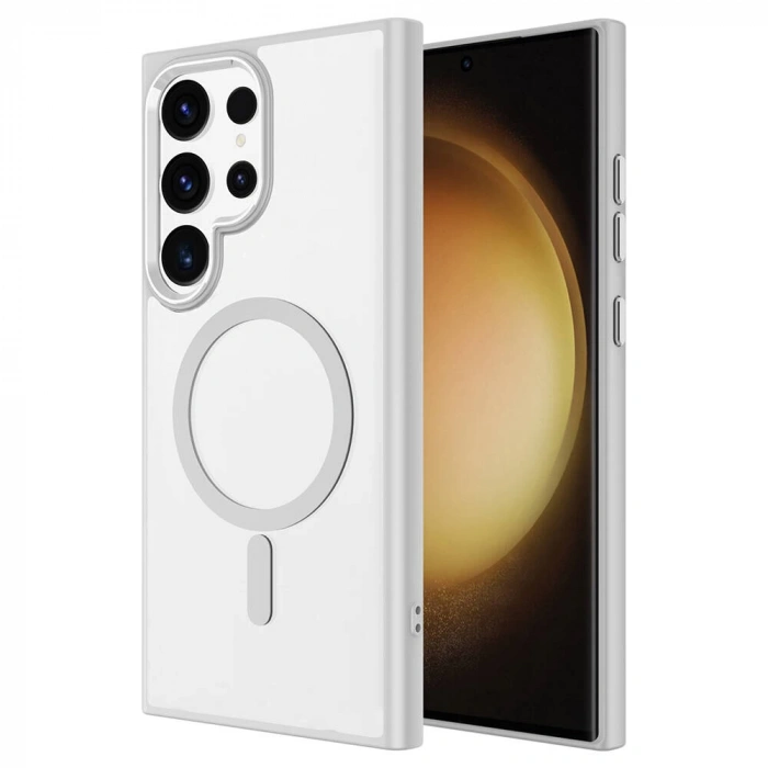 Galaxy S24 Ultra Kılıf M-safe Şarj Özellikli Zore Krom M-safe Silikon Kapak