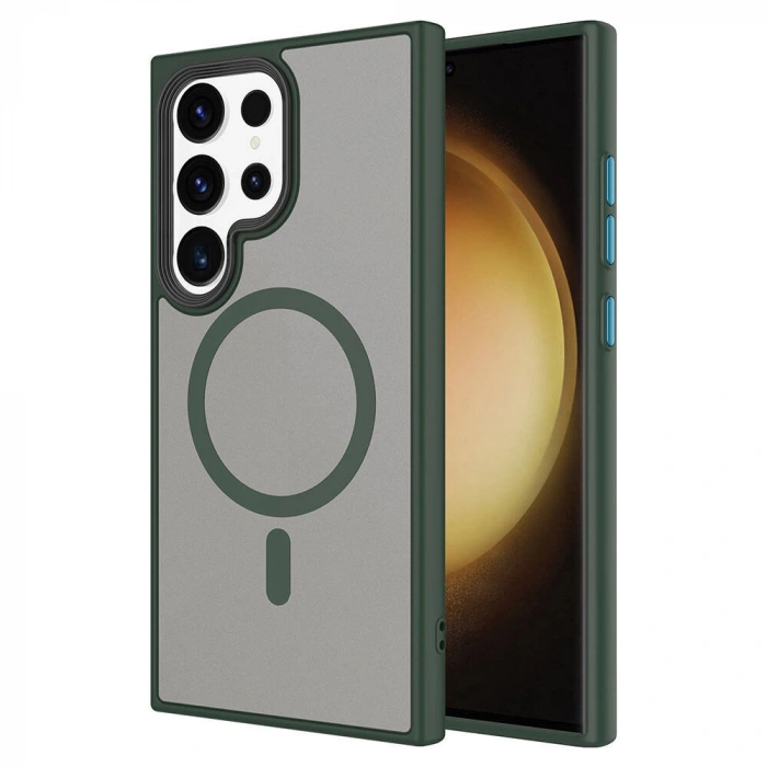 Galaxy S24 Ultra Kılıf Sert PC Arka Yüzey Wireless Şarj Özellikli Zore Flet M-safe Kapak