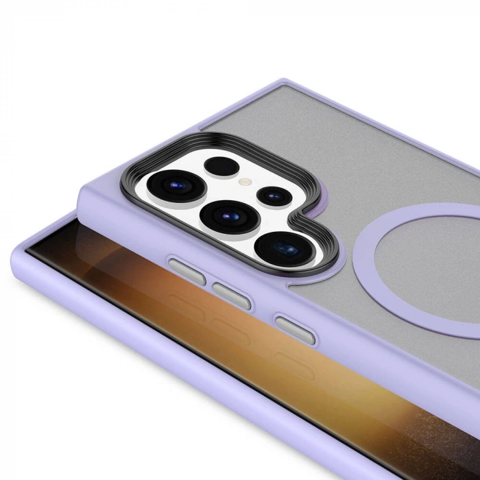 Galaxy S24 Ultra Kılıf Sert PC Arka Yüzey Wireless Şarj Özellikli Zore Flet M-safe Kapak