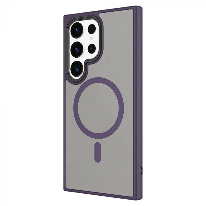 Galaxy S24 Ultra Kılıf Sert PC Arka Yüzey Wireless Şarj Özellikli Zore Flet M-safe Kapak