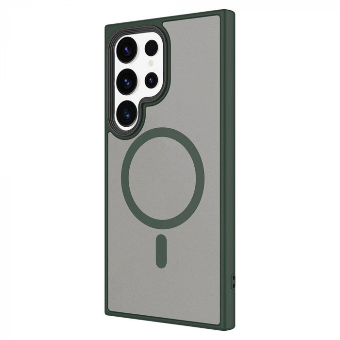 Galaxy S24 Ultra Kılıf Sert PC Arka Yüzey Wireless Şarj Özellikli Zore Flet M-safe Kapak