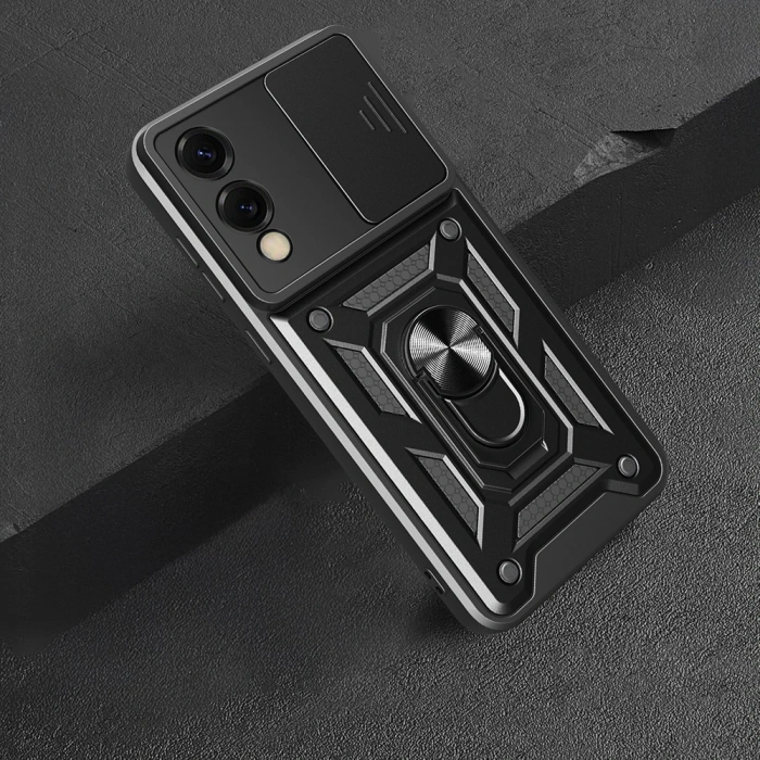 Galaxy S25 Edge Kılıf Magnetik Standlı Kamera Korumalı Zore Sürgülü Vega Kapak