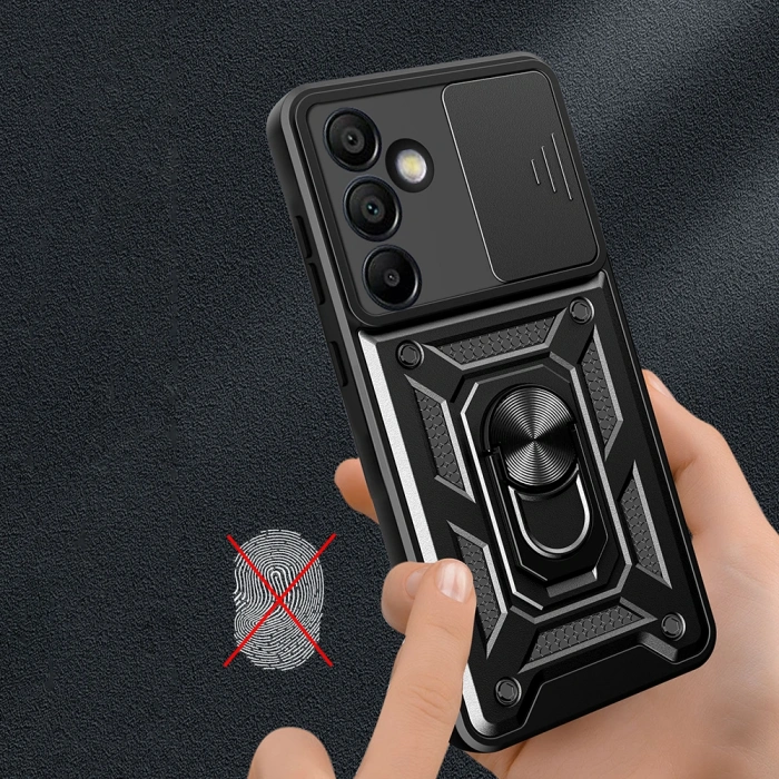 Galaxy S25 FE Kılıf Magnetik Standlı Kamera Korumalı Zore Sürgülü Vega Kapak