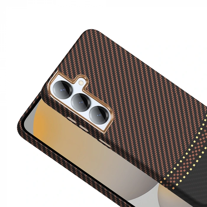 Galaxy S25 Kılıf M-safe Şarj Özellikli Karbon Fiber Görünümlü Zore Gros Kapak