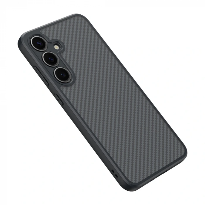 Galaxy S25 Kılıf M-safe Şarj Özellikli Karbon Fiber Tasarımlı Zore Elnino Kapak