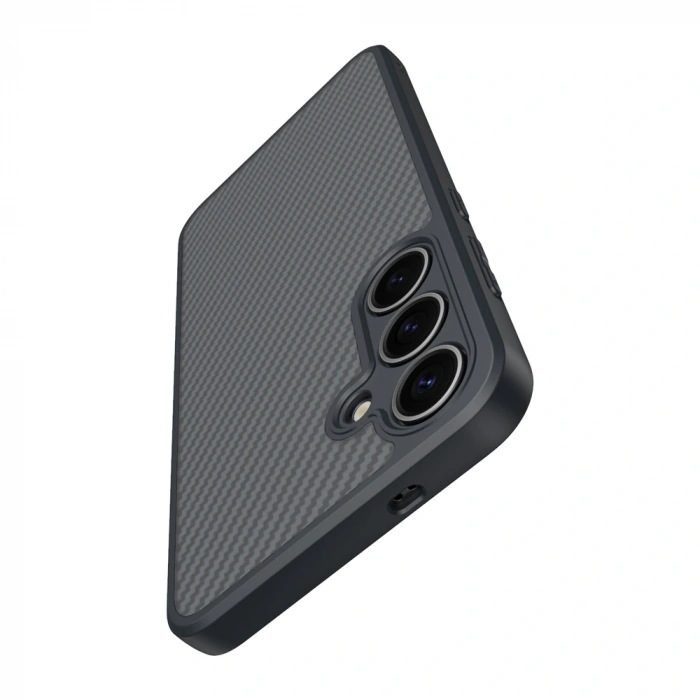 Galaxy S25 Kılıf M-safe Şarj Özellikli Karbon Fiber Tasarımlı Zore Elnino Kapak