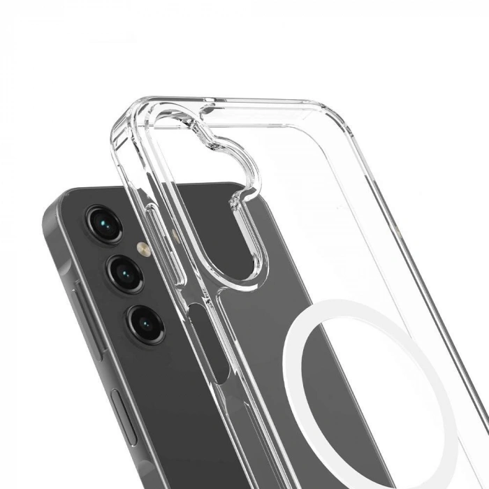 Galaxy S25 Kılıf M-safe Şarj Özellikli Şeffaf Sert PC Zore Embos Kapak