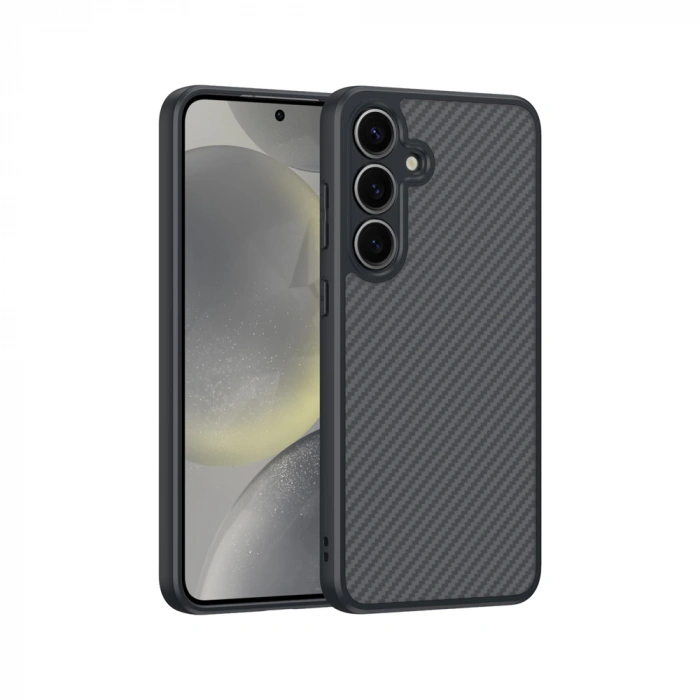 Galaxy S25 Kılıf M-safe Şarj Özellikli Karbon Fiber Tasarımlı Zore Elnino Kapak