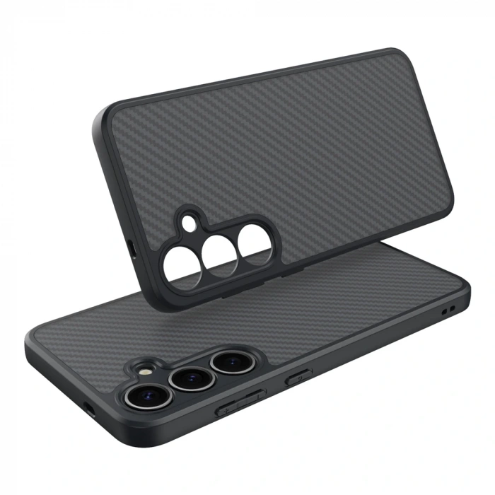 Galaxy S25 Plus Kılıf M-safe Şarj Özellikli Karbon Fiber Tasarımlı Zore Elnino Kapak