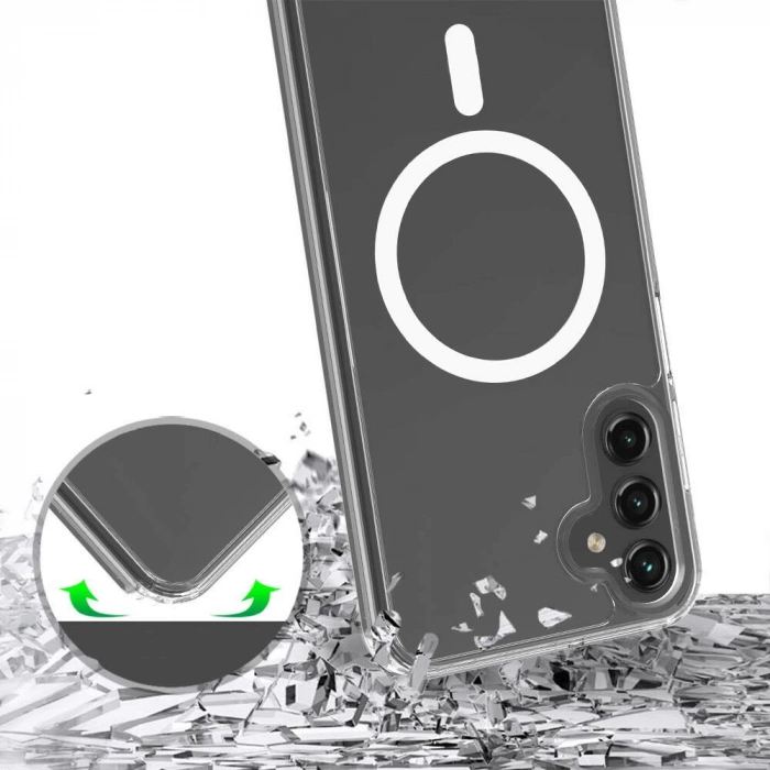 Galaxy S25 Plus Kılıf M-safe Şarj Özellikli Şeffaf Sert PC Zore Embos Kapak