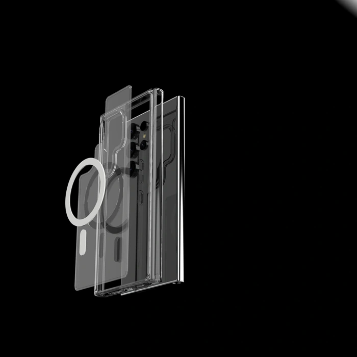 Galaxy S25 Ultra Kılıf M-safe Şarj Özellikli Şeffaf Sert PC Zore Embos Kapak