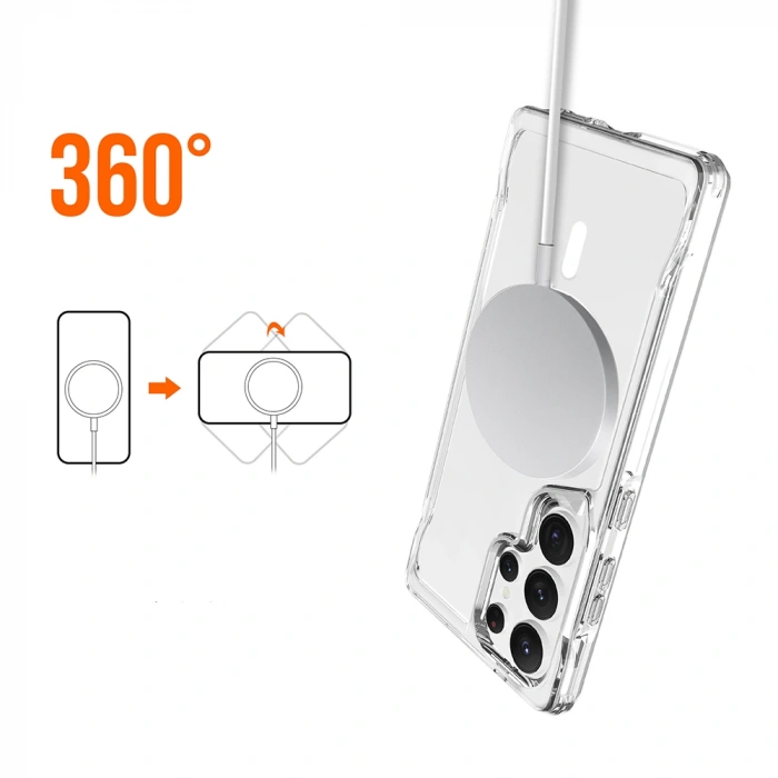 Galaxy S25 Ultra Kılıf Zore M-safe Şarj Özellikli T-Max M-safe Kapak