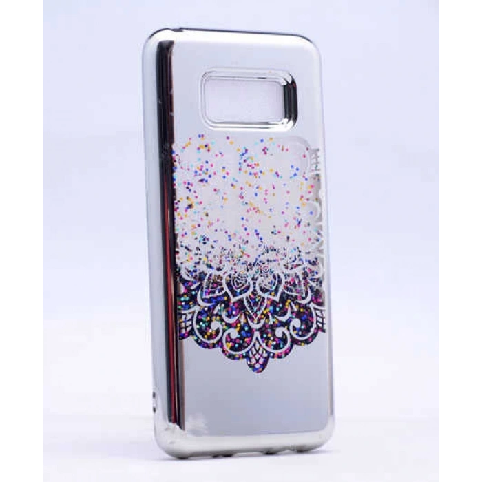 Galaxy S8 Plus Kılıf Zore Lazer Çiçekli Sıvılı Silikon