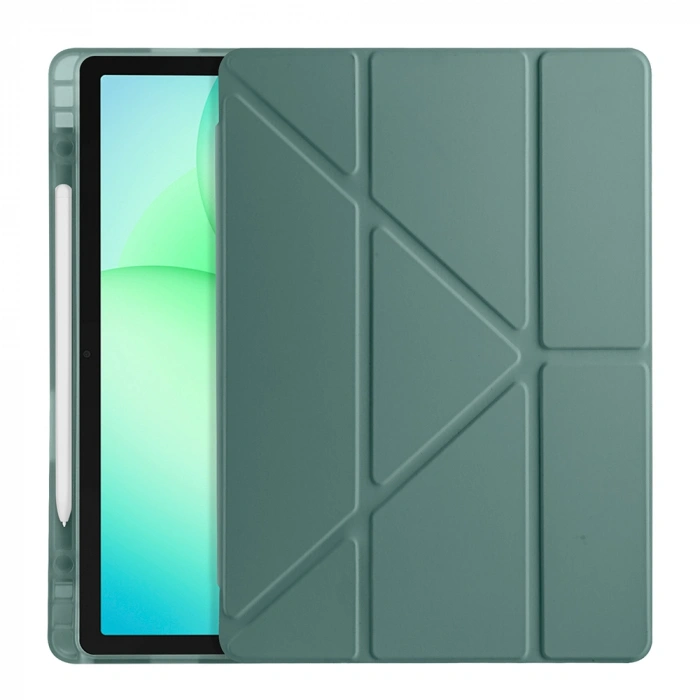 Galaxy Tab A11 Plus Kılıf Zore Tri Folding Kalem Bölmeli Standlı Kılıf