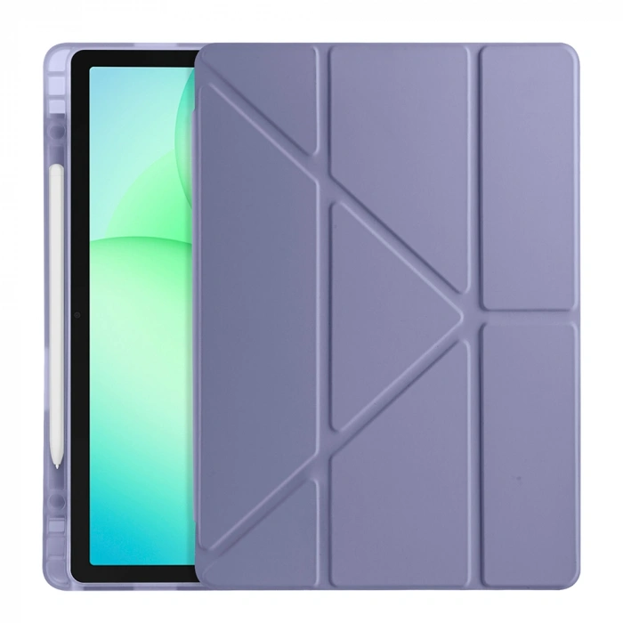 Galaxy Tab A11 Plus Kılıf Zore Tri Folding Kalem Bölmeli Standlı Kılıf