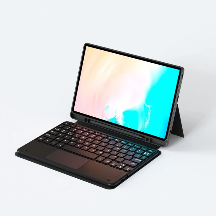 Galaxy Tab S10 FE Plus Zore Border Keyboard Bluetooh Bağlantılı Standlı Klavyeli Tablet Kılıfı